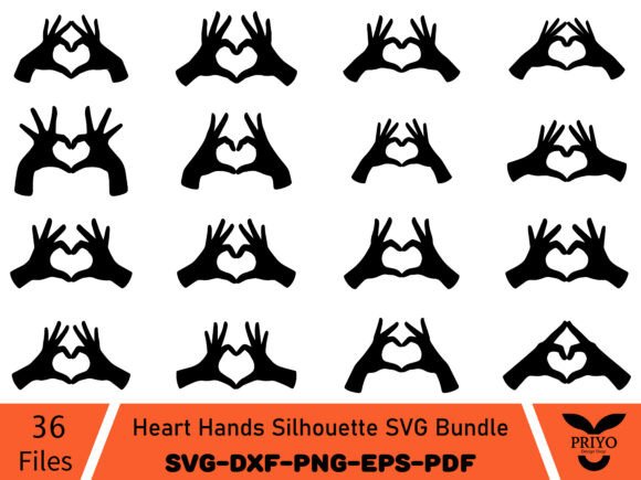 A Heart Hands Silhouette SVG Bundle for Graphics & Illustrations