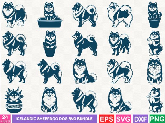 Icelandic Sheepdog Dog SVG Bundle: Ideal Graphics for Creative Projects