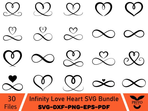 Infinity Love Heart SVG Bundle for Graphics & Illustrations