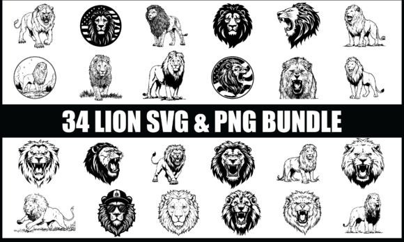 Lion SVG PNG Bundle: A Roaring Addition to Graphics