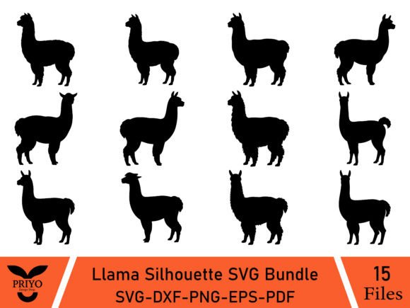 Llama Silhouette Graphics for Elegant Craft Projects