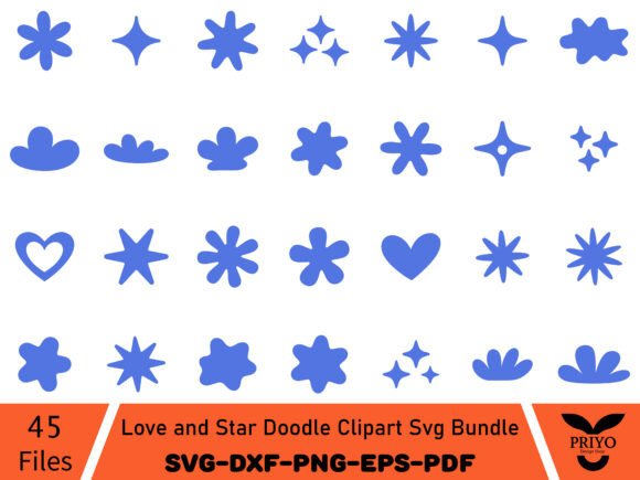Love and Star Doodle Clipart for Real Crafting Projects