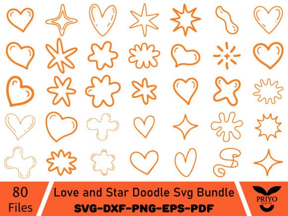 Love and Star Doodle Svg Bundle: Perfect for Creative Graphics