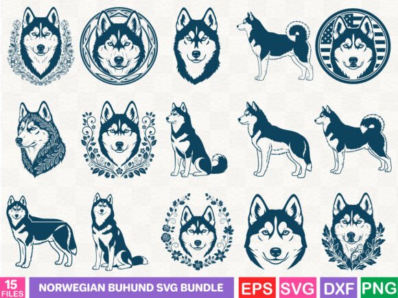 Norwegian Buhund SVG Bundle: A Versatile Graphics Asset