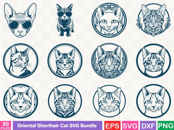 Oriental Shorthair Cat SVG Bundle: A Versatile Graphics Set