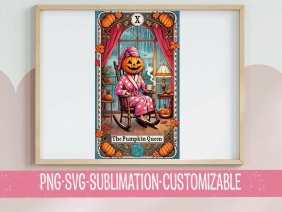 Pumpkin Queen Tarot Card: A Whimsical T-Shirt Design