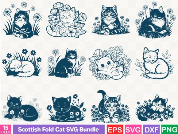 Scottish Fold Cat SVG Bundle: A Versatile Graphic for Publishers